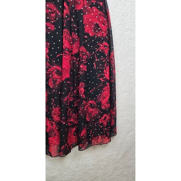AlexaB Women Dress 10 Black Floral Print 100%Polyester Sleeveless Fit Flare Maxi - Picture 5 of 16